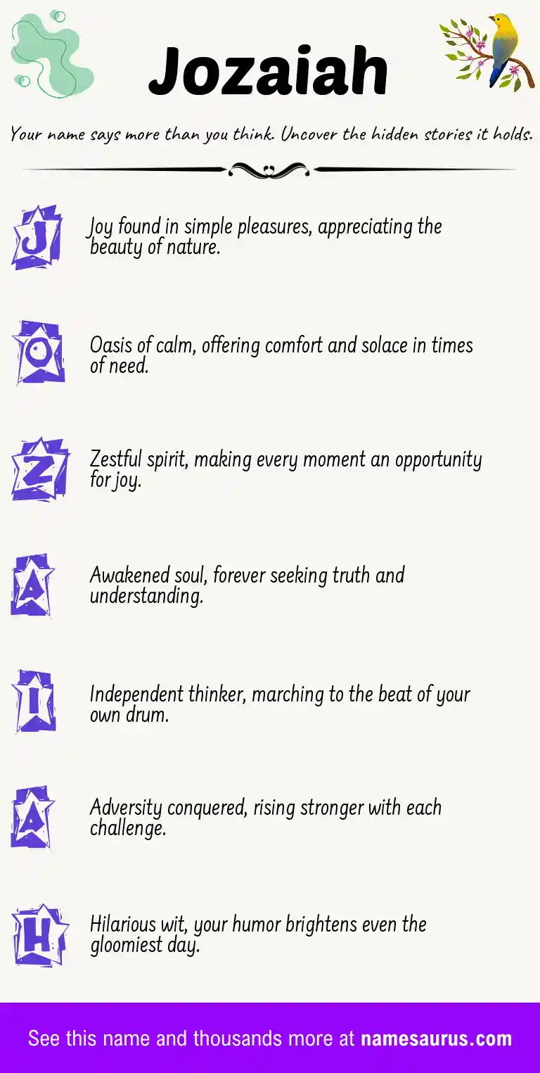 Acrostic poem about Jozaiah.