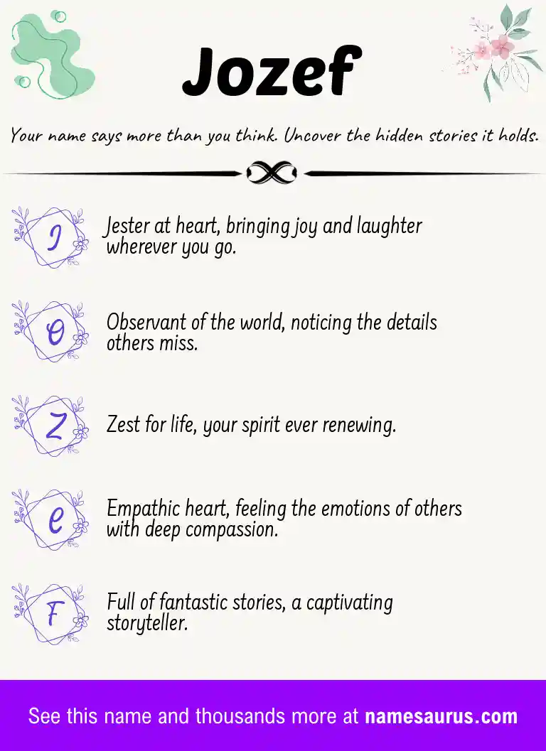 Acrostic poem about Jozef.