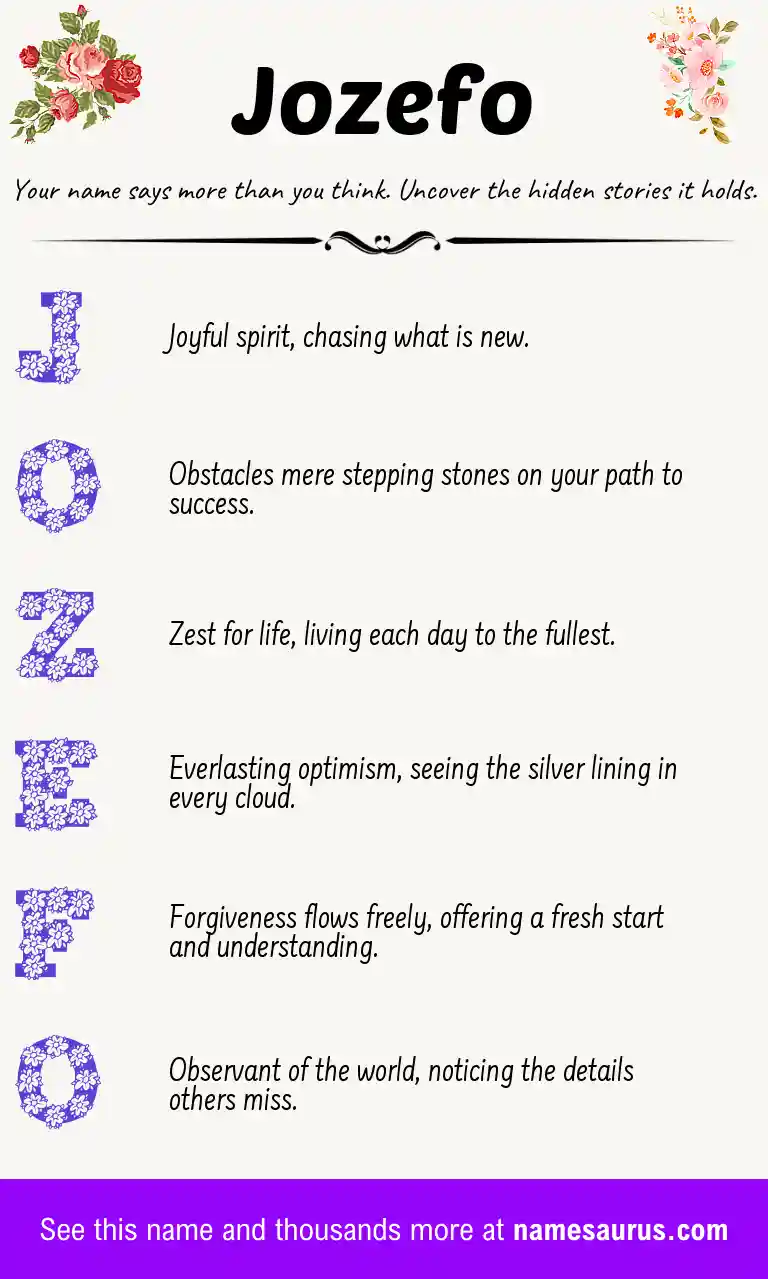 Acrostic poem about Jozefo.