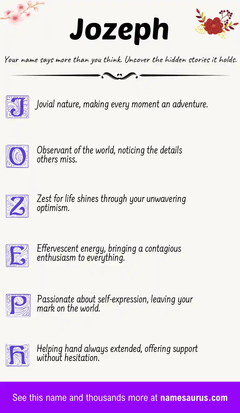 Acrostic poem about Jozeph.