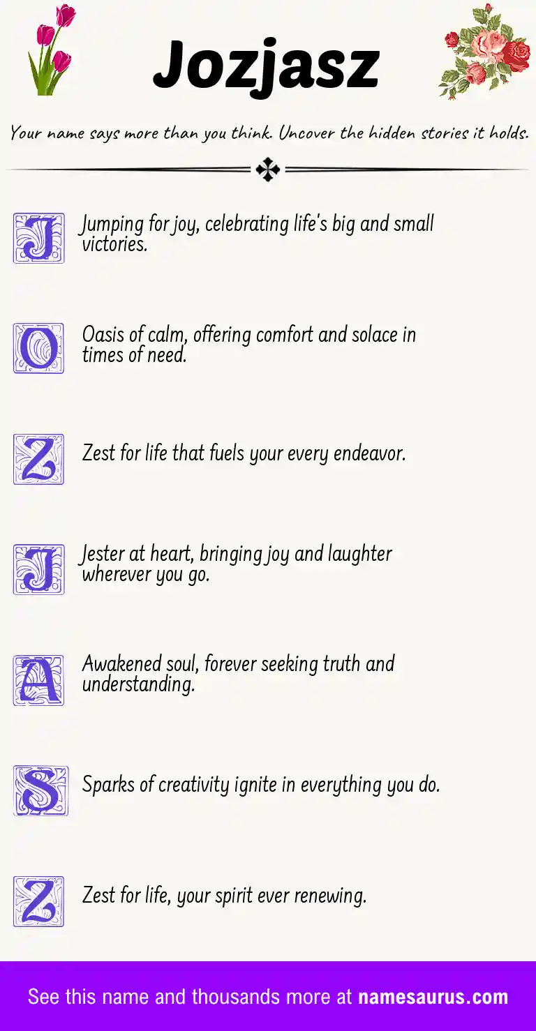 Acrostic poem about Jozjasz.