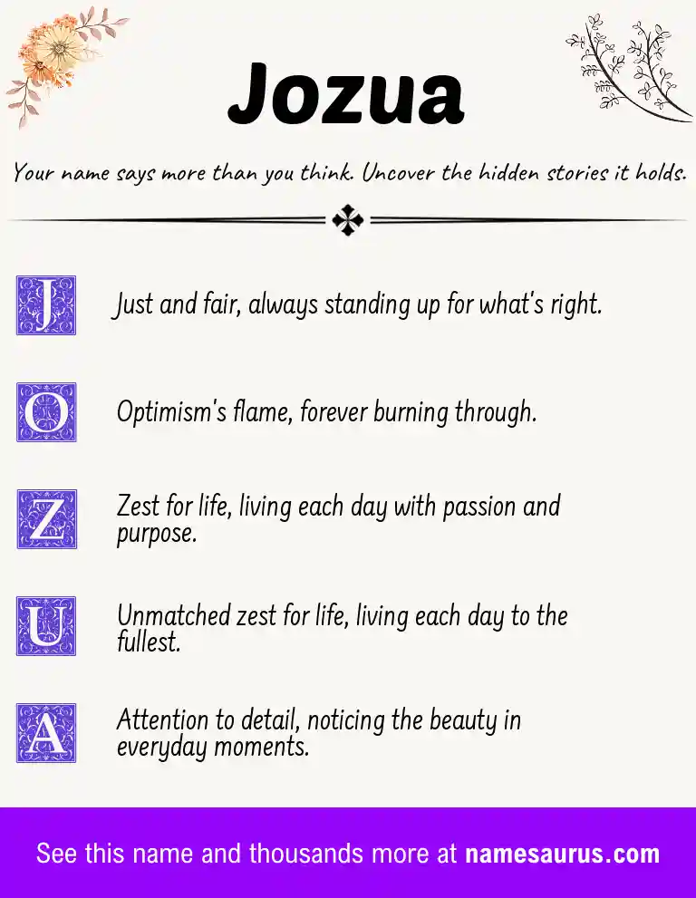 Acrostic poem about Jozua.
