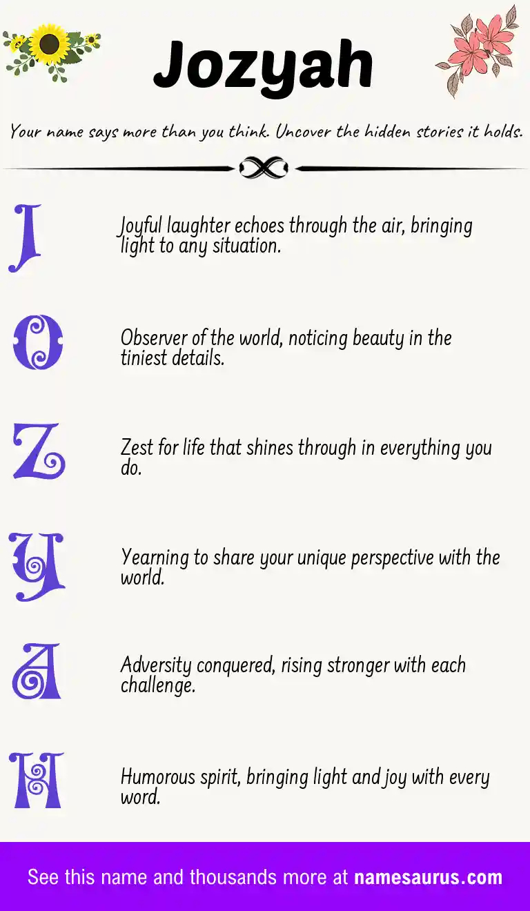Acrostic poem about Jozyah.