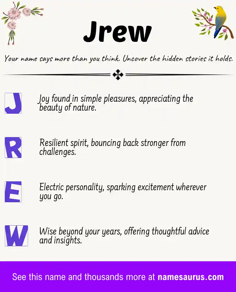 Acrostic poem about Jrew.