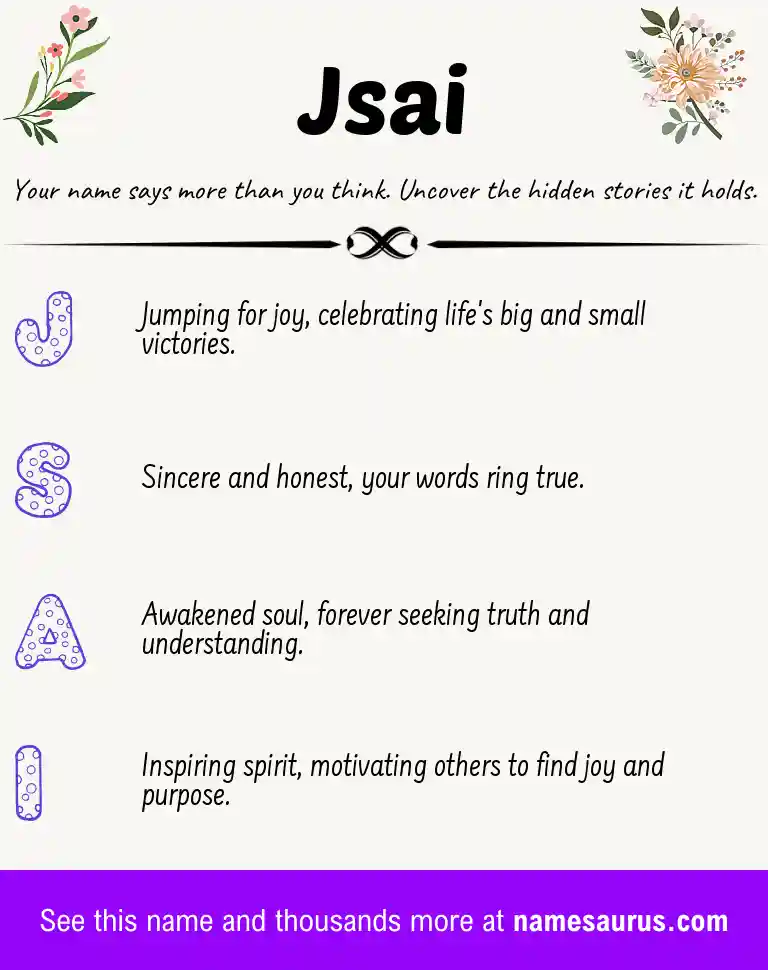 Acrostic poem about Jsai.