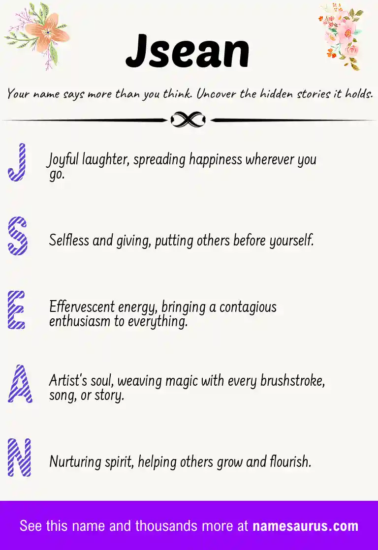 Acrostic poem about Jsean.