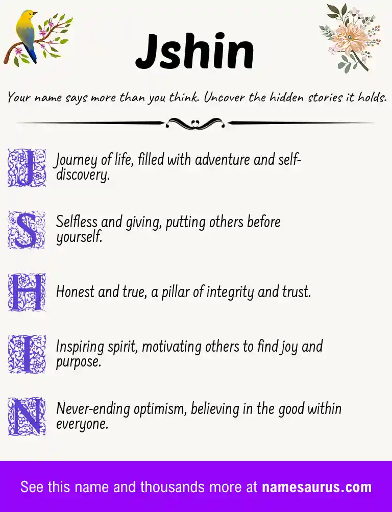 Acrostic poem about Jshin.