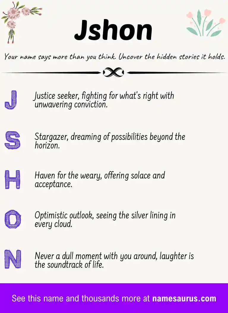 Acrostic poem about Jshon.