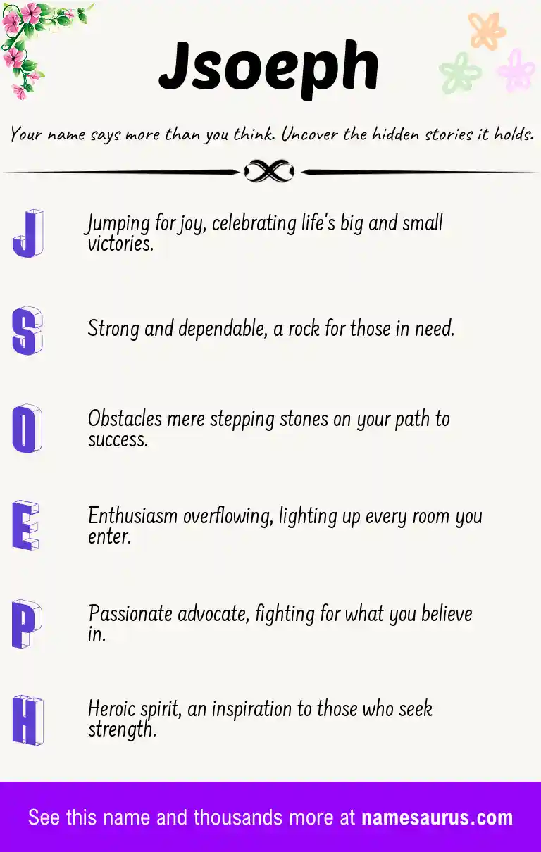 Acrostic poem about Jsoeph.