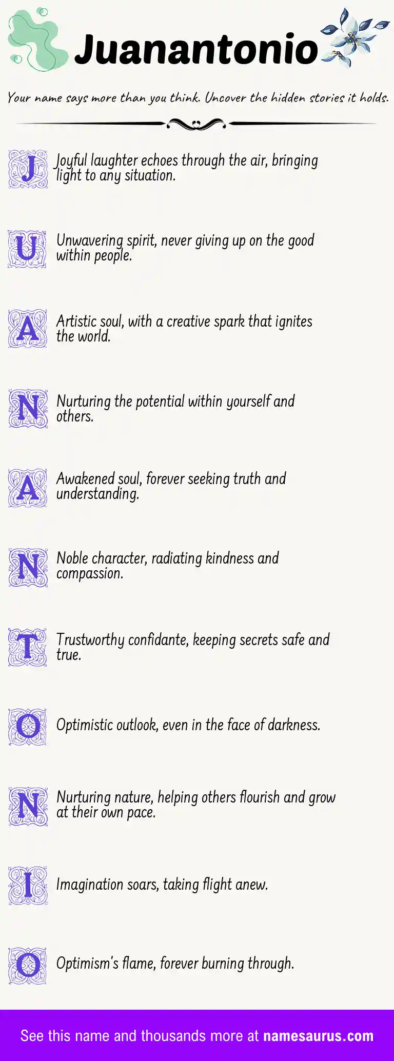 Acrostic poem about Juanantonio.