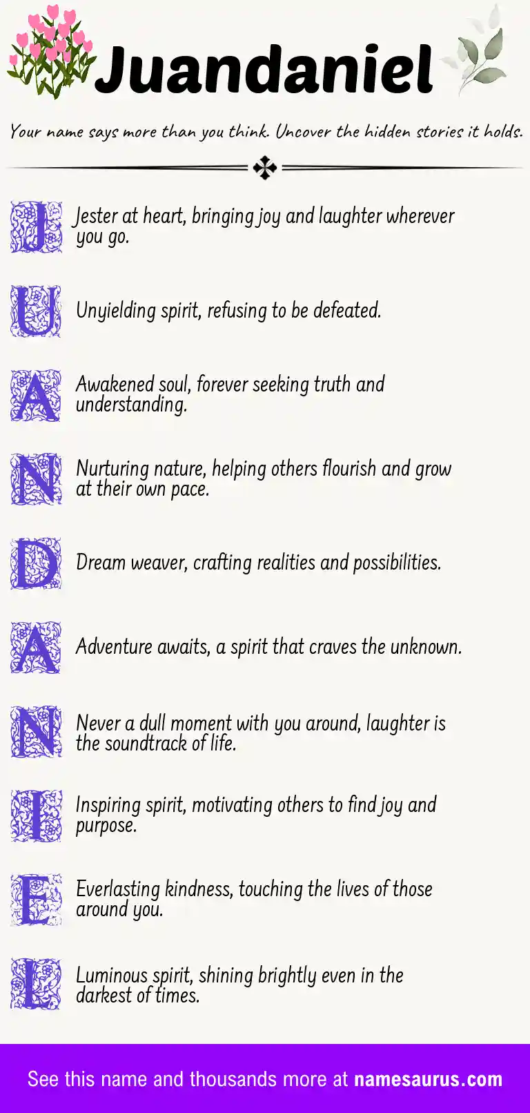 Acrostic poem about Juandaniel.