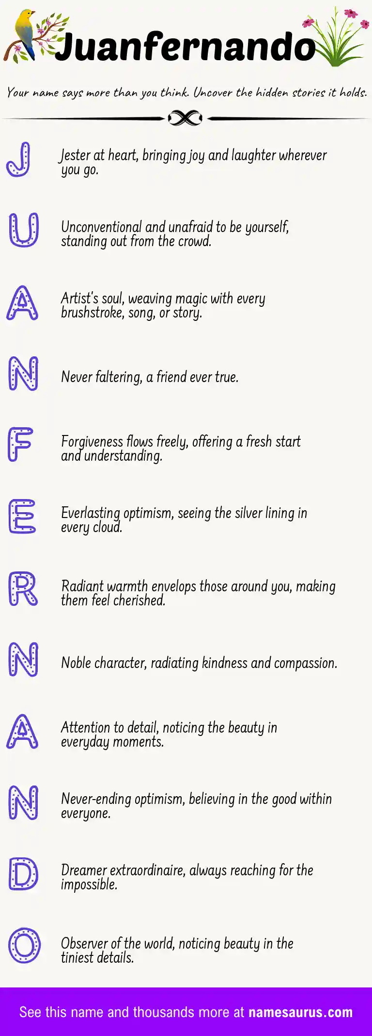 Acrostic poem about Juanfernando.