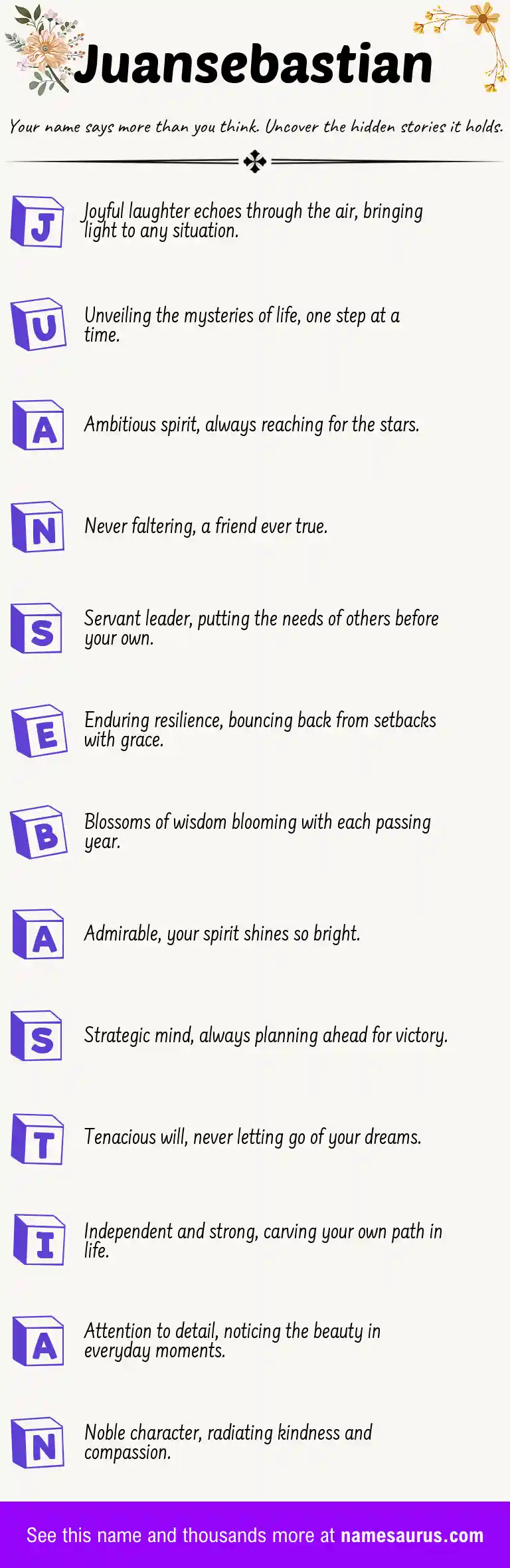 Acrostic poem about Juansebastian.