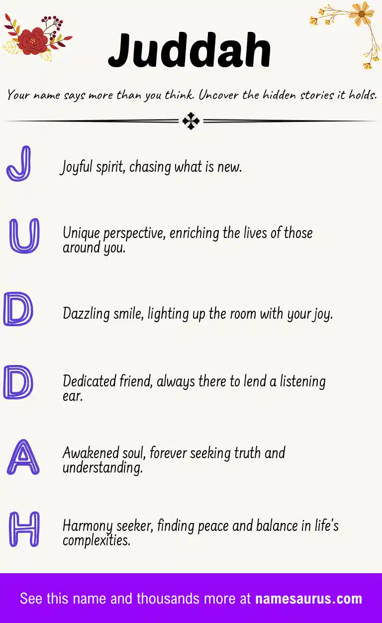Acrostic poem about Juddah.