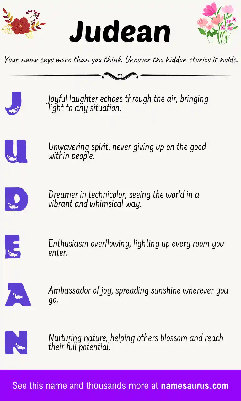 Acrostic poem about Judean.