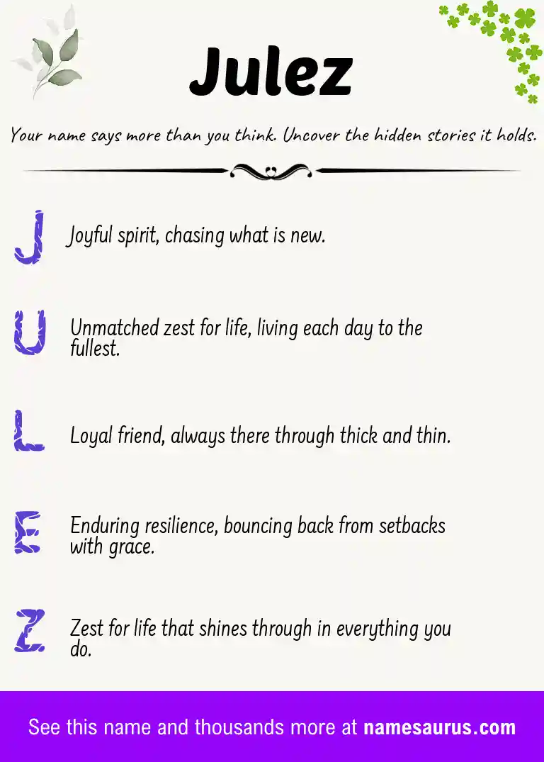 Acrostic poem about Julez.