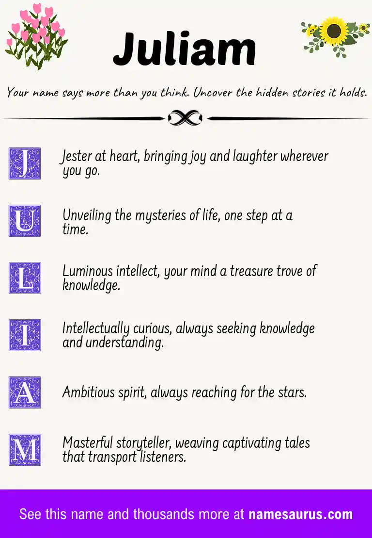 Acrostic poem about Juliam.