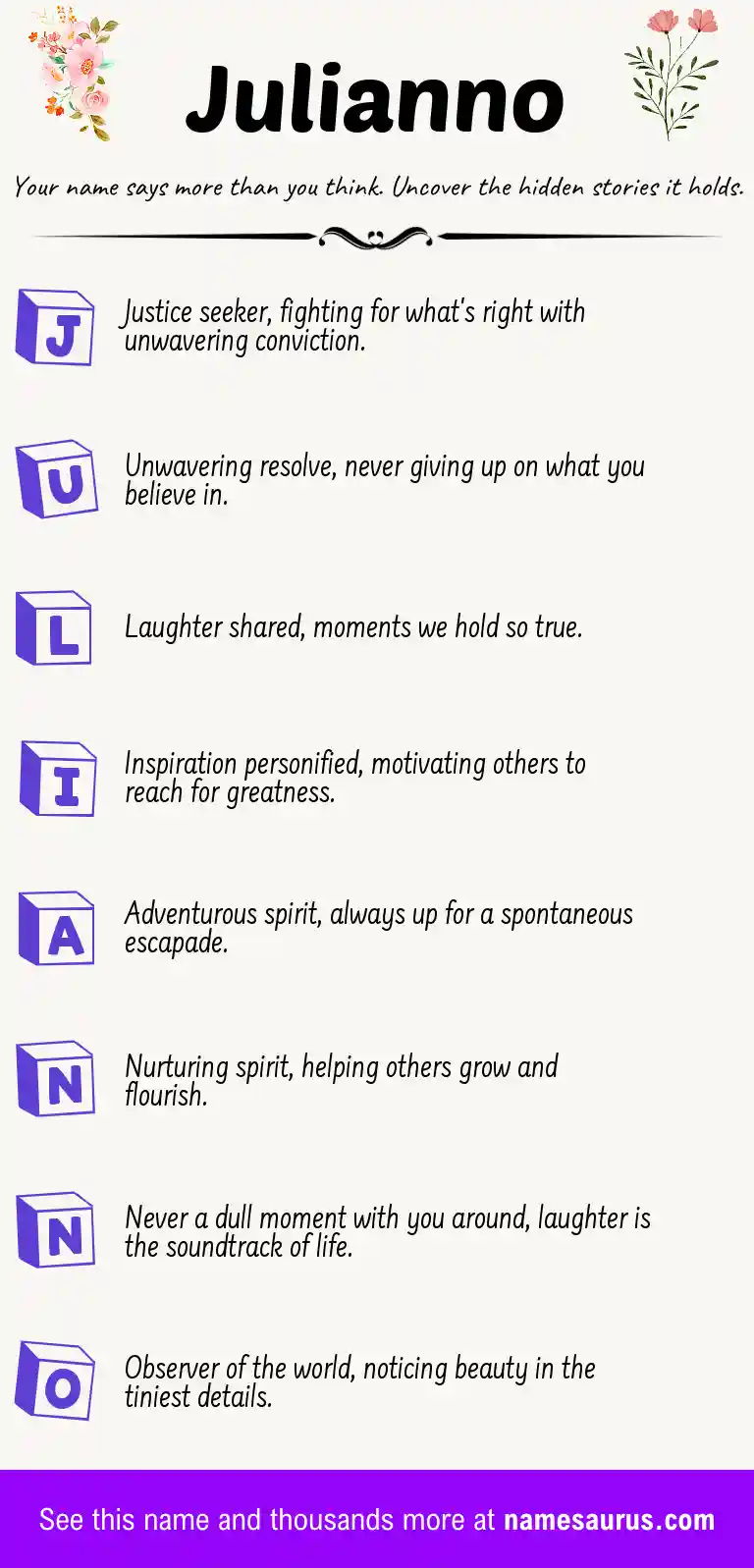 Acrostic poem about Julianno.