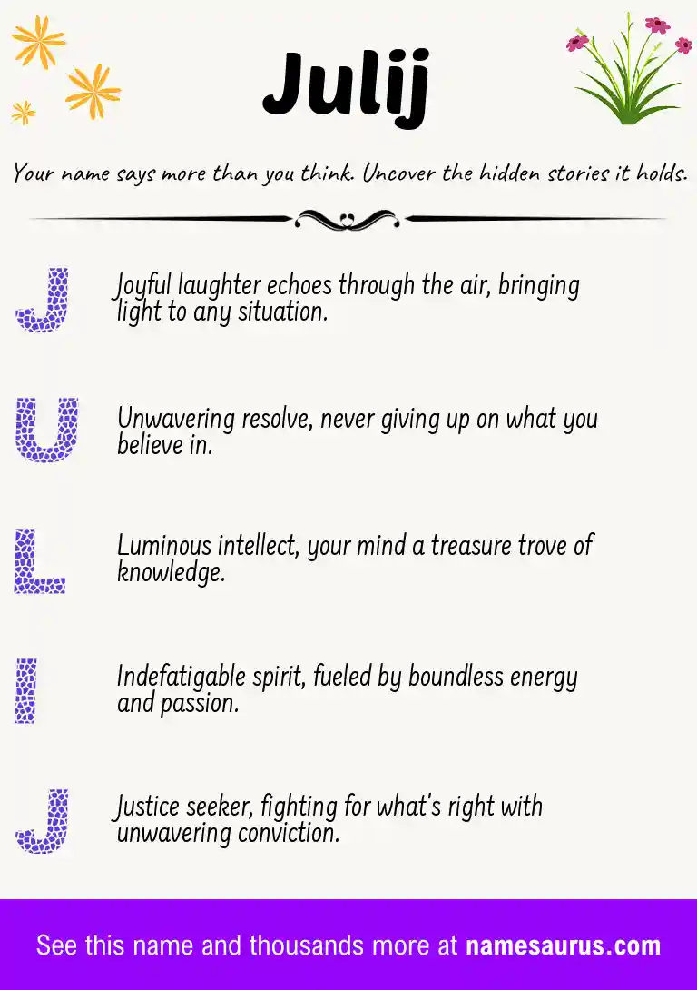 Acrostic poem about Julij.