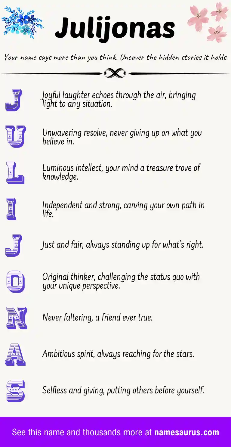Acrostic poem about Julijonas.
