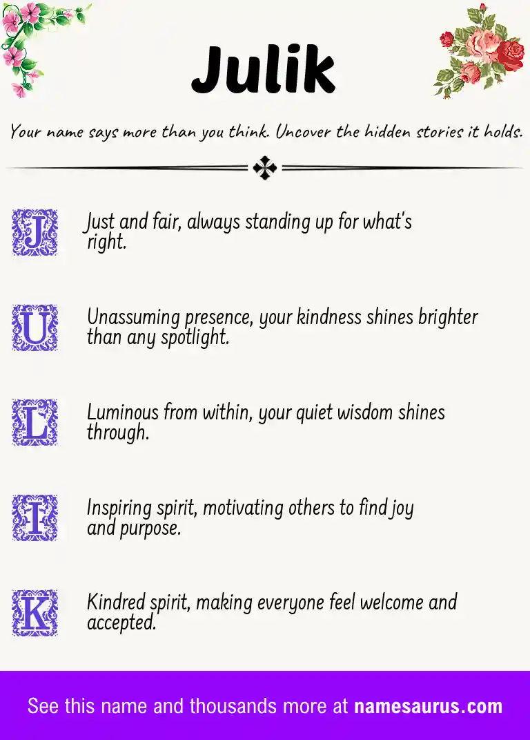 Acrostic poem about Julik.
