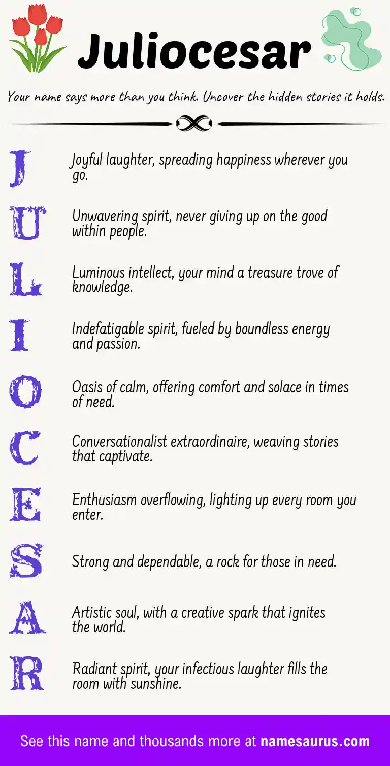 Acrostic poem about Juliocesar.