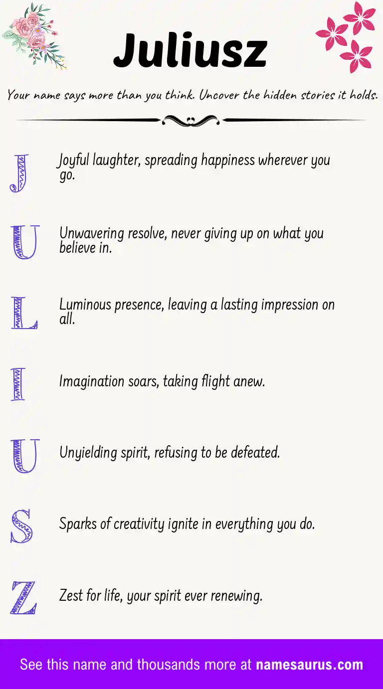Acrostic poem about Juliusz.
