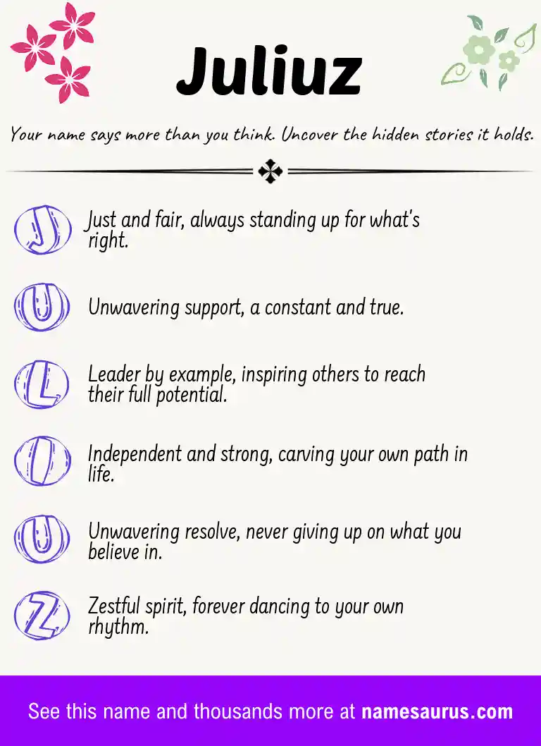 Acrostic poem about Juliuz.