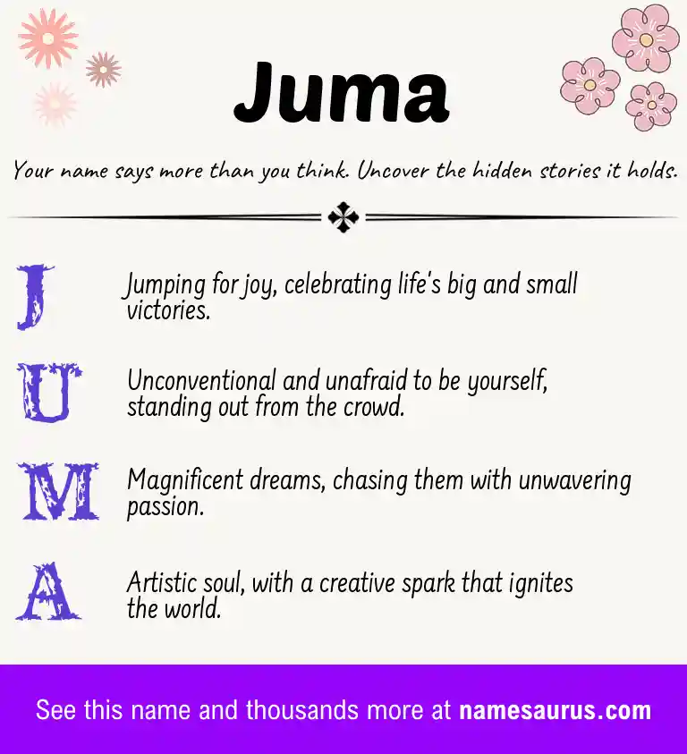 Acrostic poem about Juma.