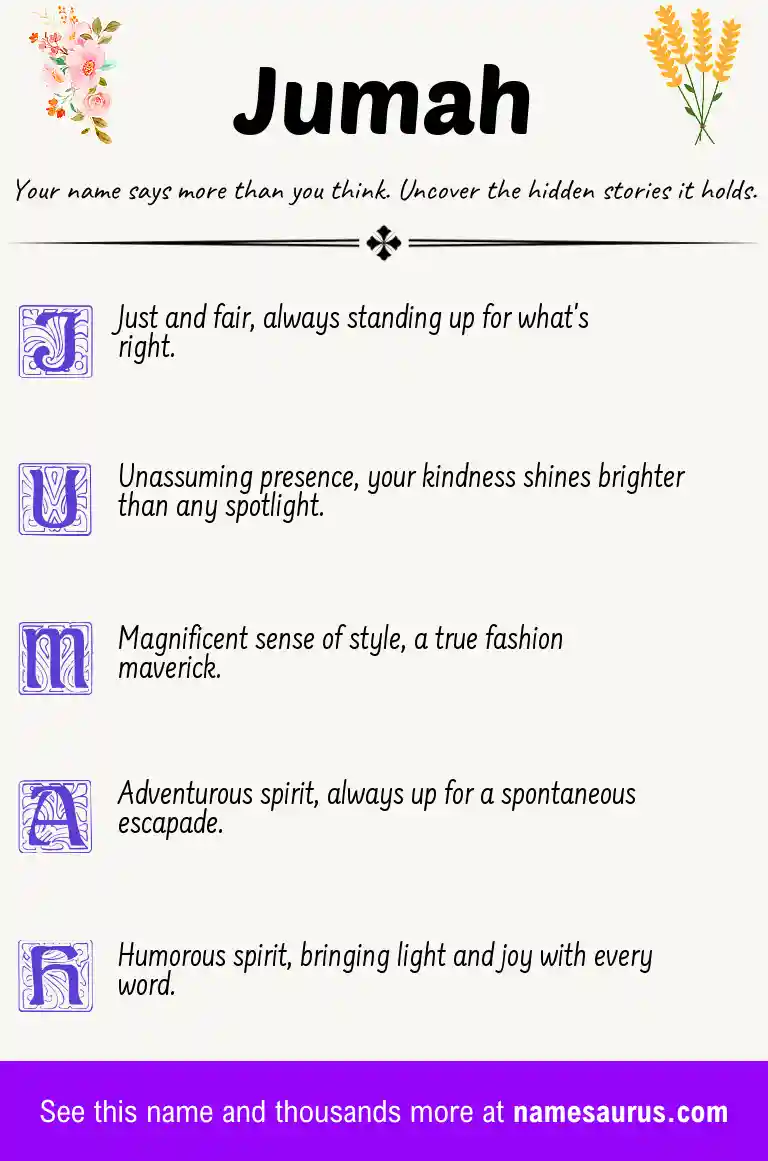 Acrostic poem about Jumah.