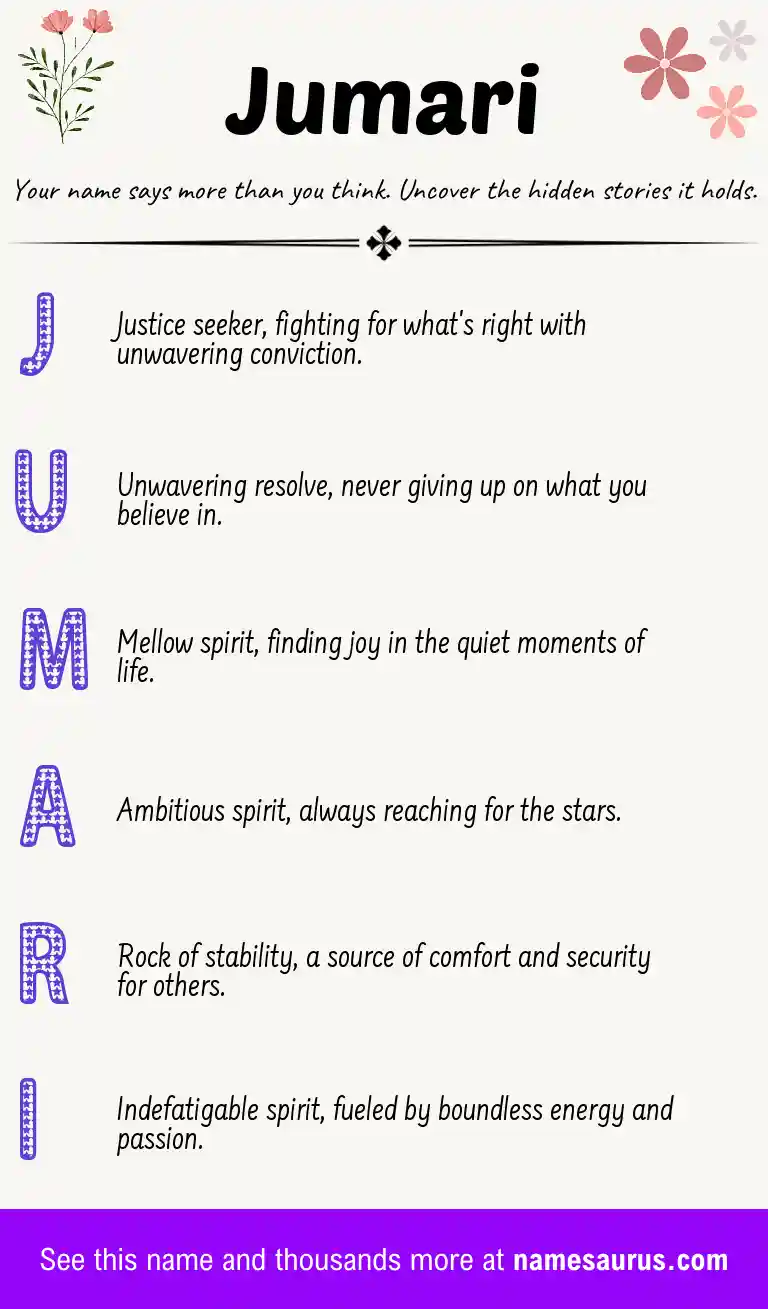 Acrostic poem about Jumari.