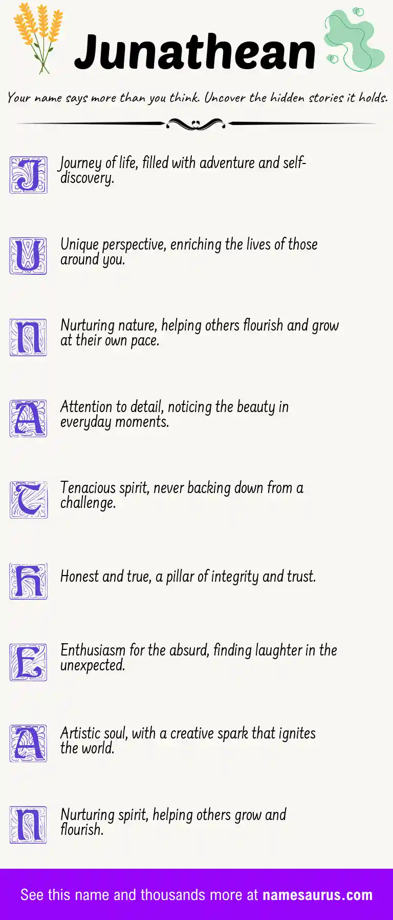 Acrostic poem about Junathean.
