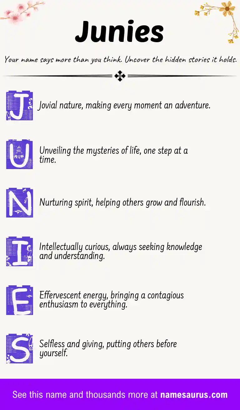 Acrostic poem about Junies.