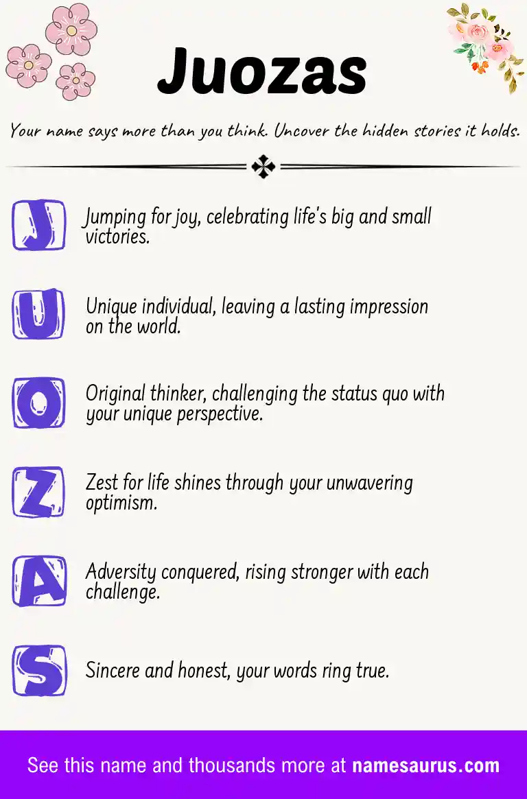 Acrostic poem about Juozas.