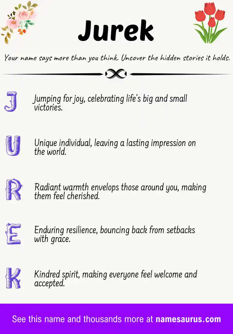 Acrostic poem about Jurek.