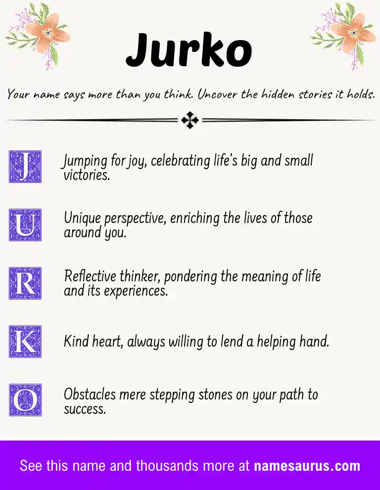 Acrostic poem about Jurko.