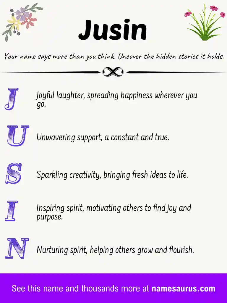 Acrostic poem about Jusin.