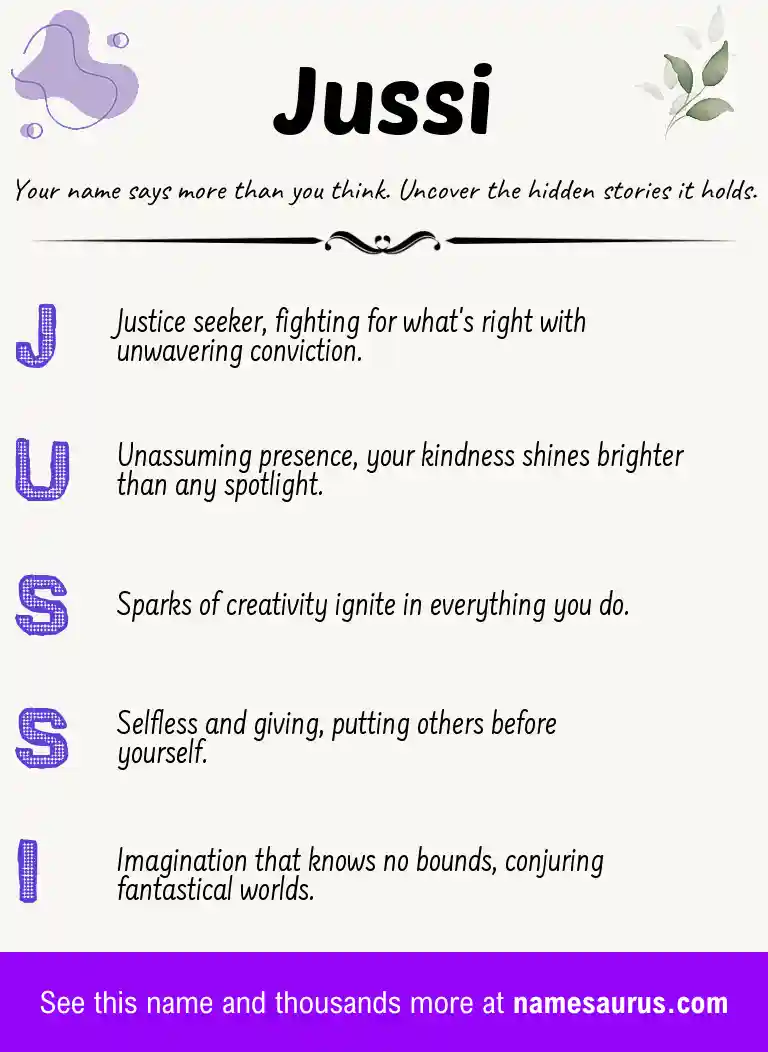 Acrostic poem about Jussi.