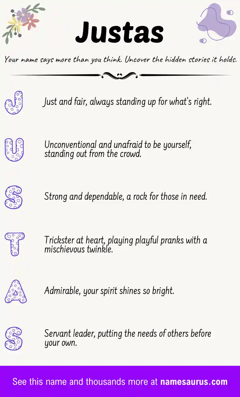 Acrostic poem about Justas.