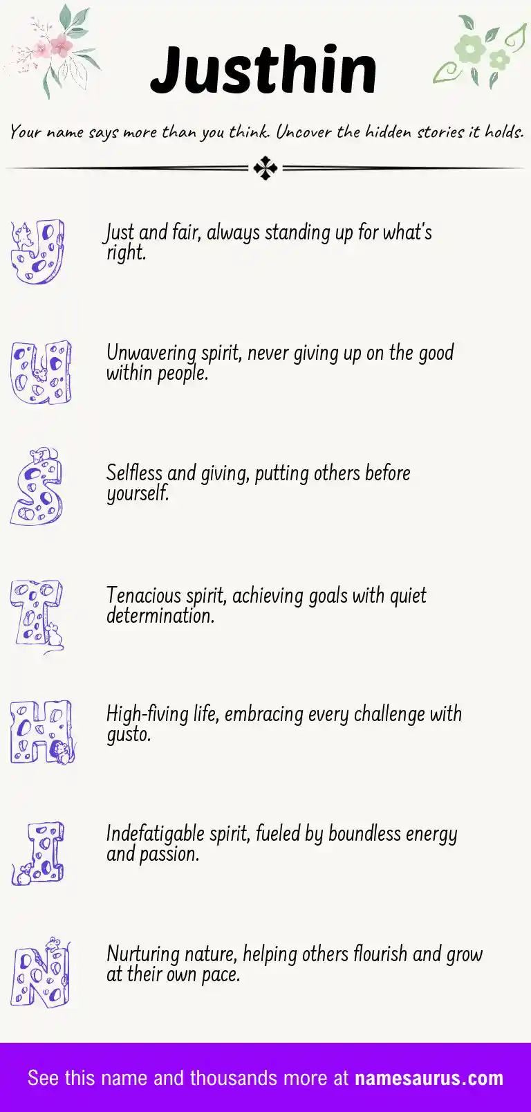 Acrostic poem about Justhin.