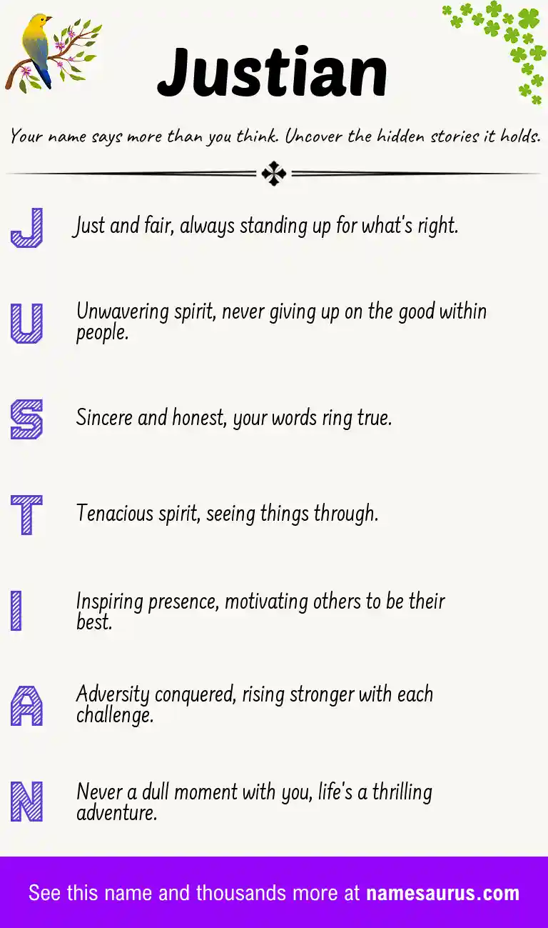 Acrostic poem about Justian.