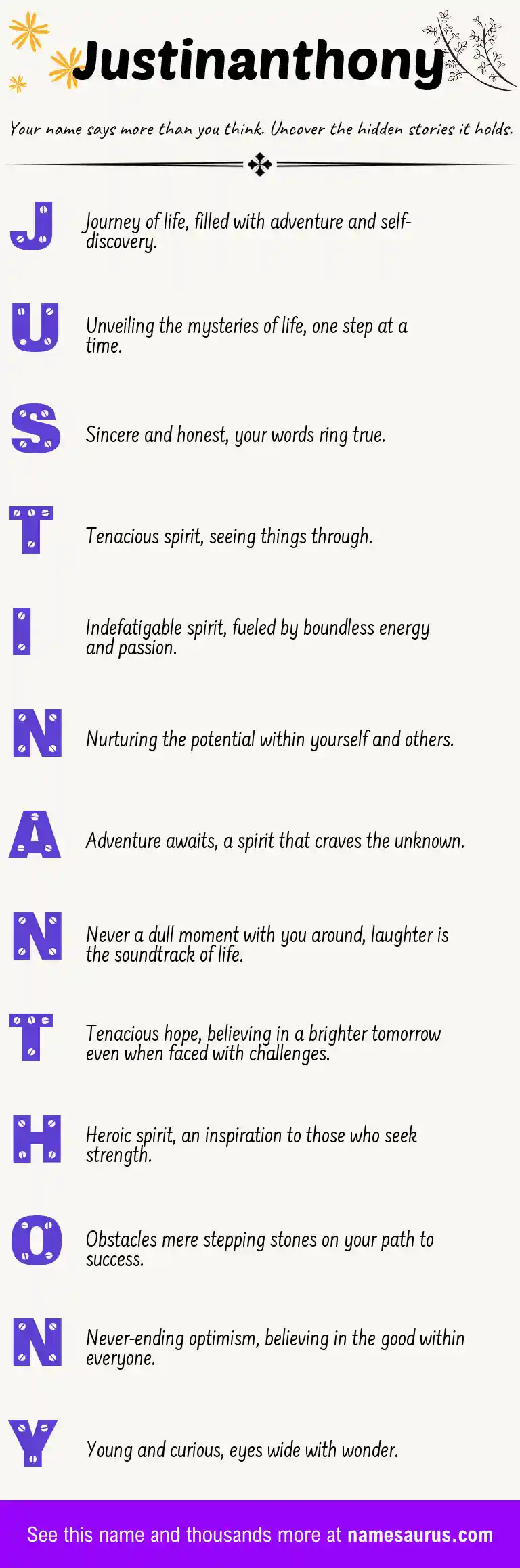 Acrostic poem about Justinanthony.