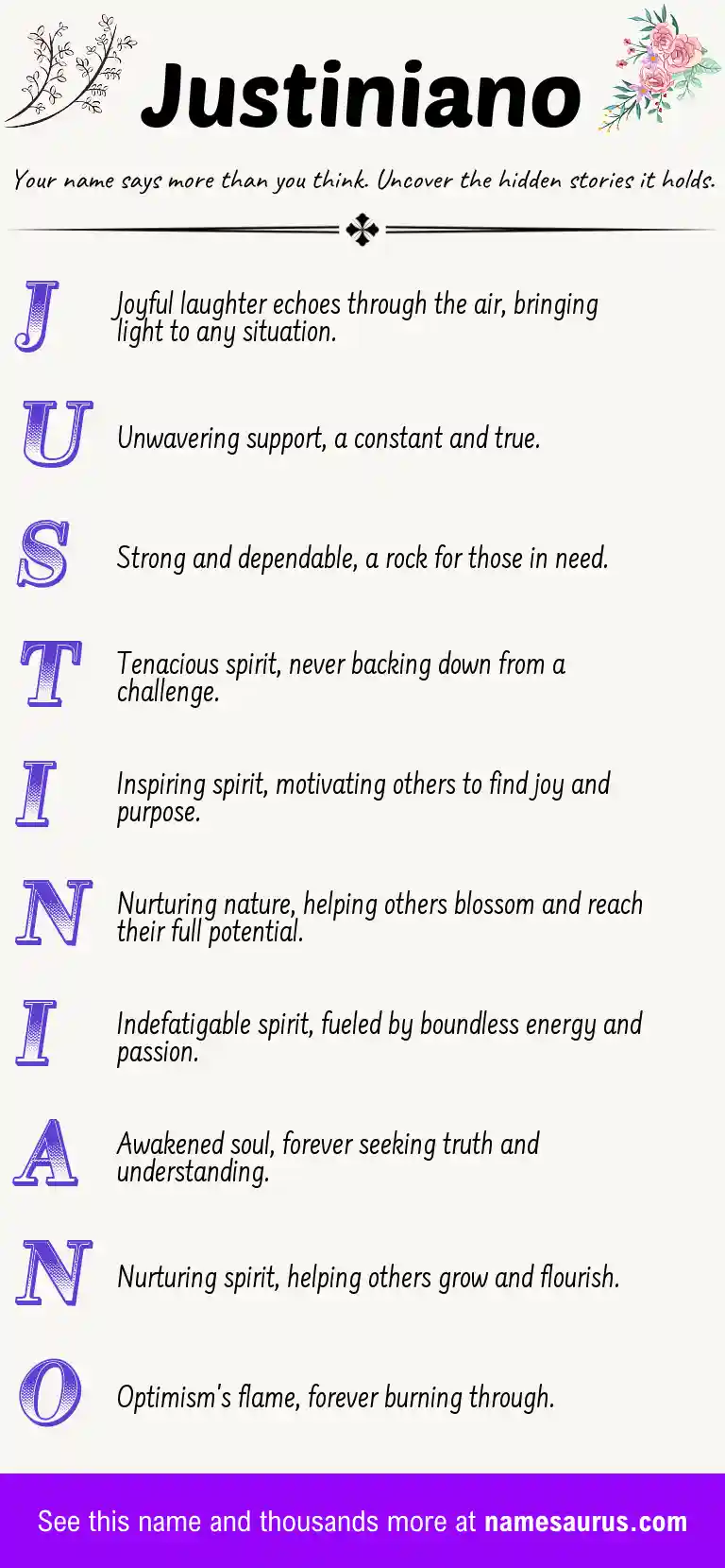 Acrostic poem about Justiniano.