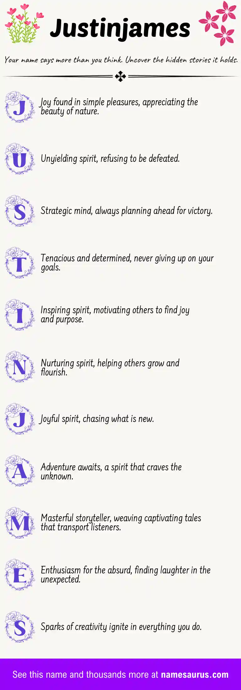 Acrostic poem about Justinjames.