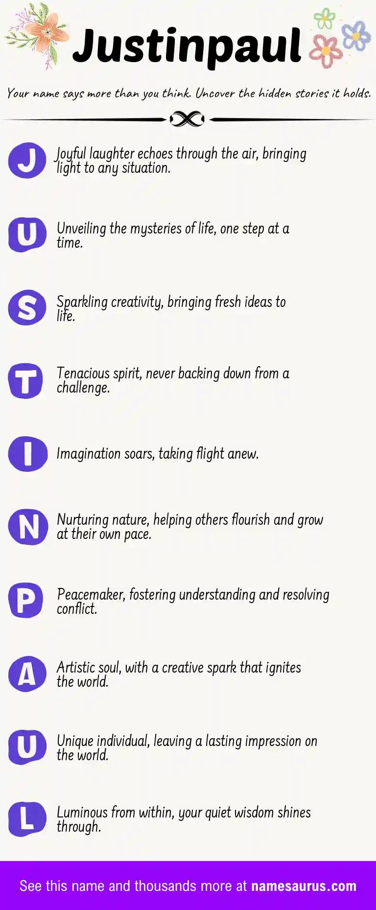 Acrostic poem about Justinpaul.