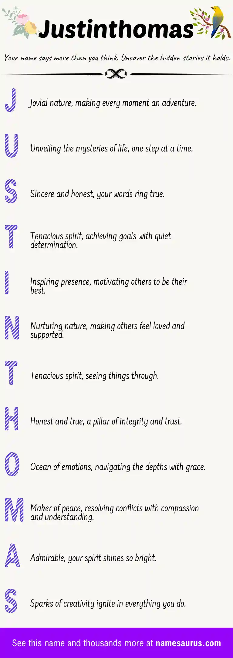 Acrostic poem about Justinthomas.