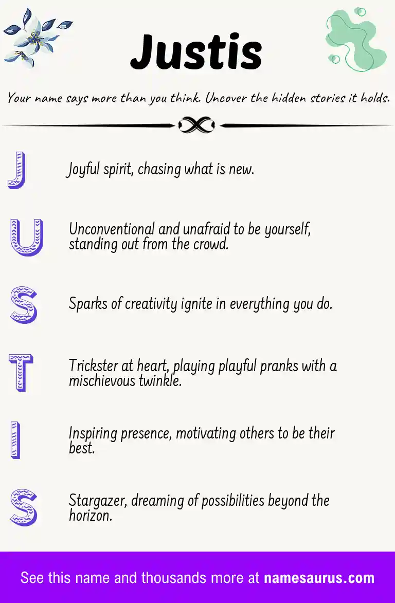 Acrostic poem about Justis.