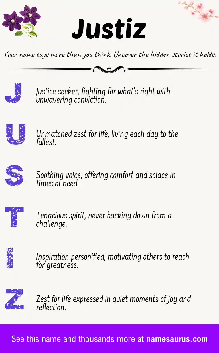 Acrostic poem about Justiz.