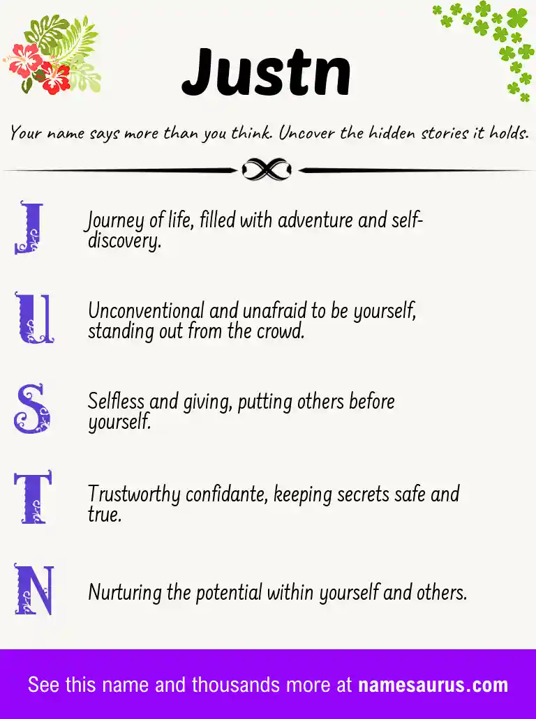 Acrostic poem about Justn.