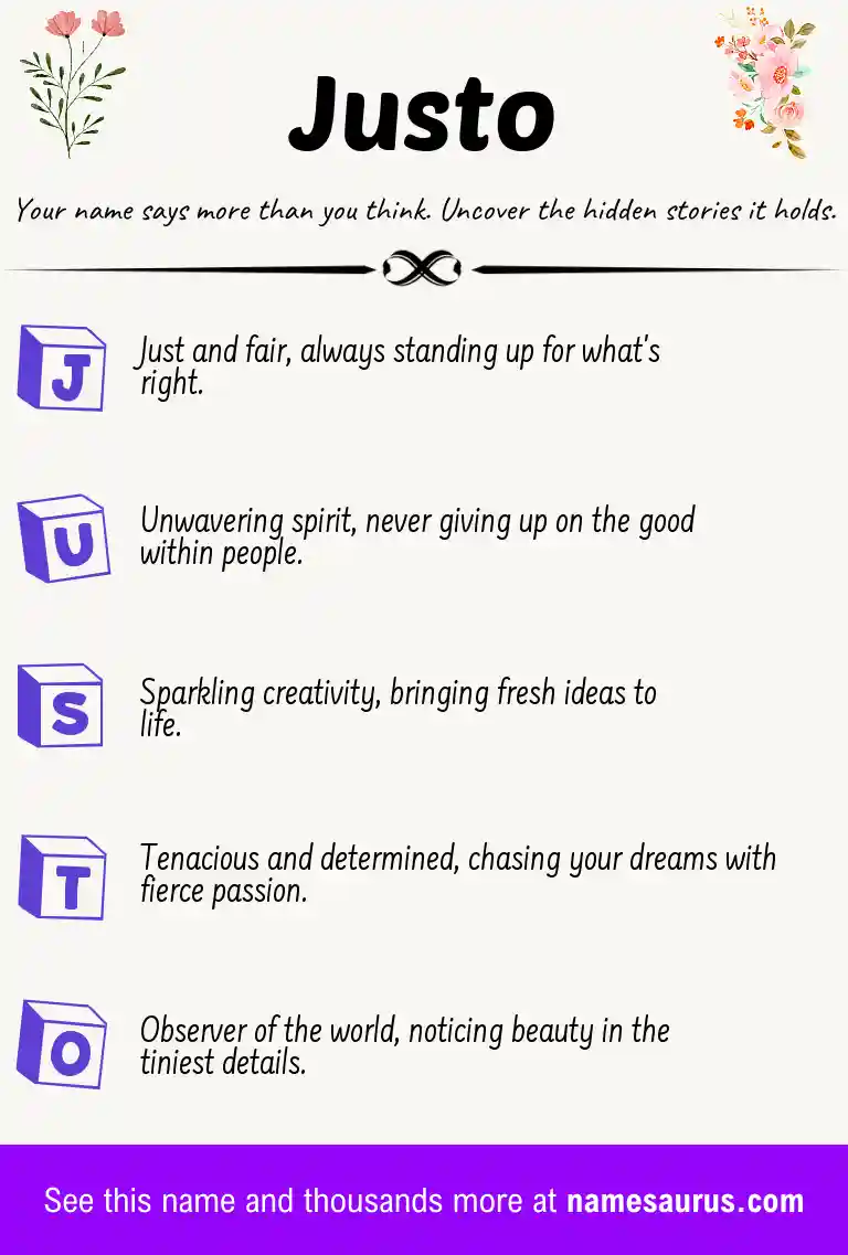 Acrostic poem about Justo.